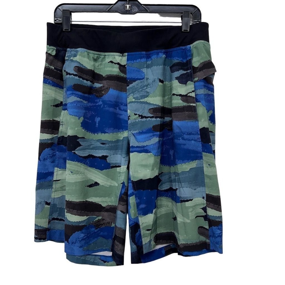 Lululemon Core Short Mens Large Cactus Camo‎ Teal 11" Inseam Linerless Stretch